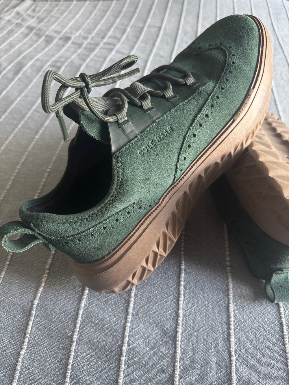 Cole Haan Green Suede Wingtip Sneakers